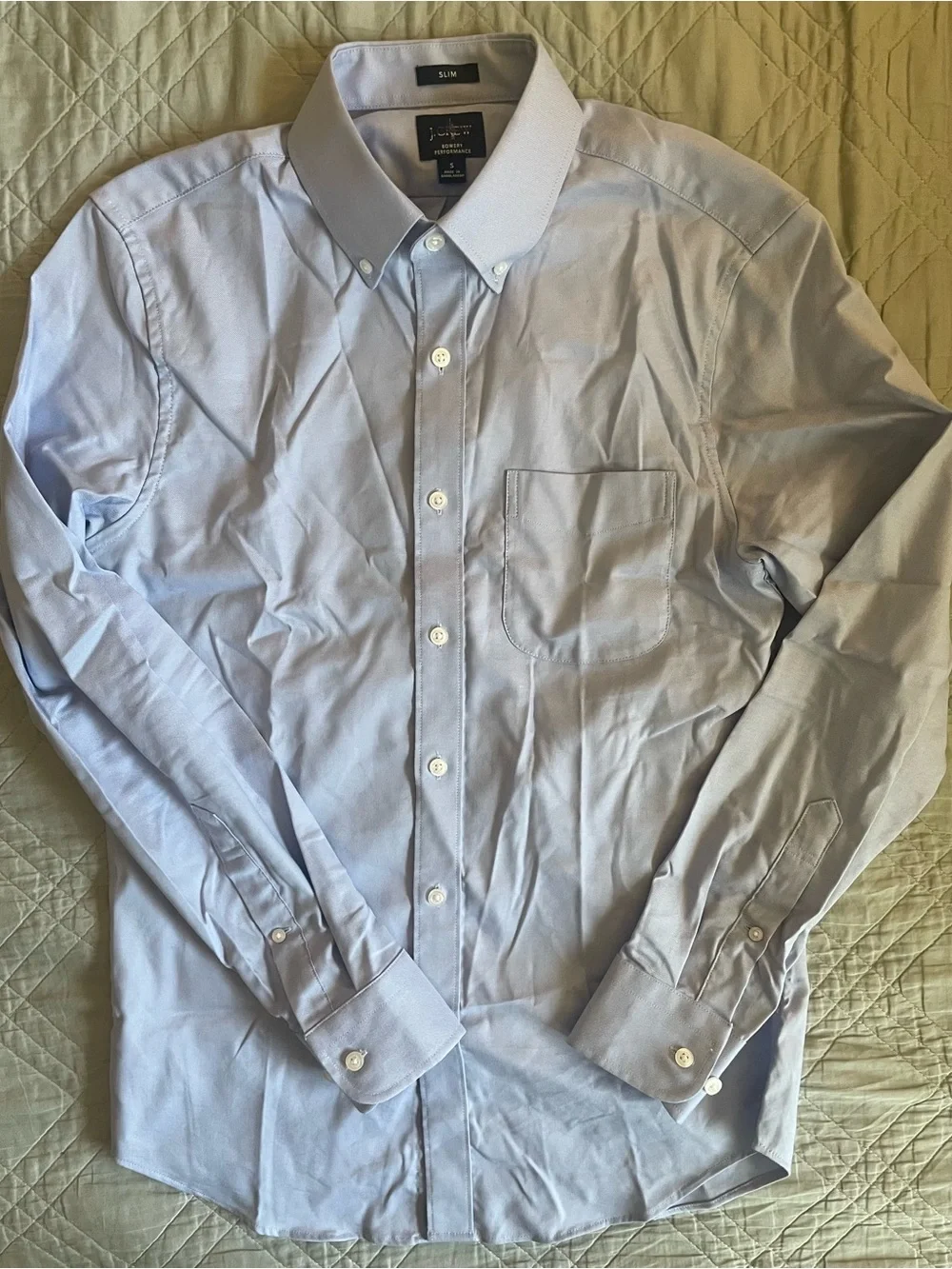 J. CREW Bowery Slim performance stretch oxford shirt in Blue Size S $98 CP684